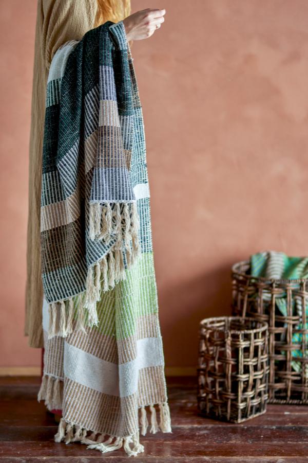Isnel Throw, Green, Recycled Cotton - Image 2