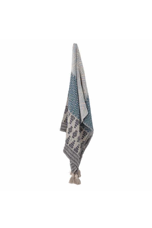 Milas Throw, Blue, Recycled Cotton - Image 3