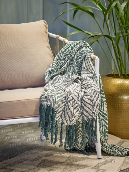 Ugento Throw, Green, Recycled Cotton - Image 3